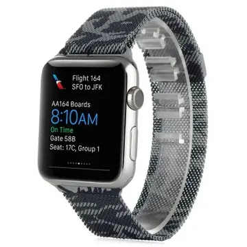 Ally Apple Watch 7-8 45mm 6-5-4 44mm Kayış Kordon Metal Milano Loop Kamuflaj 3-2-1 42mm