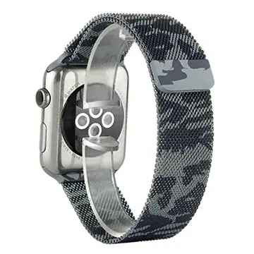 Ally Apple Watch 7-8 45mm 6-5-4 44mm Kayış Kordon Metal Milano Loop Kamuflaj 3-2-1 42mm