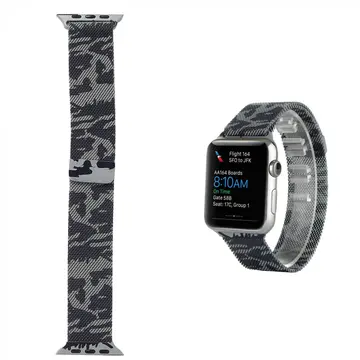 Ally Apple Watch 7-8 45mm 6-5-4 44mm Kayış Kordon Metal Milano Loop Kamuflaj 3-2-1 42mm