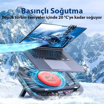 MEMO FL08 7 Seviyeli Yükseklik Ayarlanabilir Dizüstü Bilgisayar Soğutucu Yükseltici Braket Turbo Fan Soğutma Radyatörü