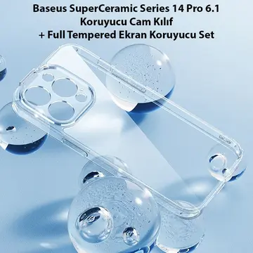Baseus SuperCeramic Series iPhone 14 Pro 6.1 Koruyucu Cam Kılıf + Full Tempered Ekran Koruyucu Set