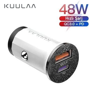 KUULAA 42W USB + Type-C Çift Çıkışlı Mini Hızlı Araç Şarj Cihazı