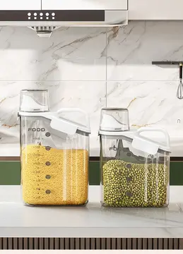 EZERE Büyük Kapasiteli Ölçülü Tahil-Gida-Baharat 2800ml Seffaf Saklama Kutusu