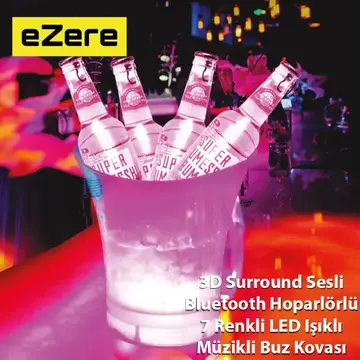 EZERE Hoparlör Buz kovası 5l Bluetooth Hoparlör Ile Renkli Buz kovası Led