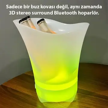 EZERE Hoparlör Buz kovası 5l Bluetooth Hoparlör Ile Renkli Buz kovası Led