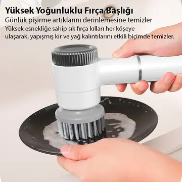 EZERE TurboBrush 5 Başlıklı Elektrikli Temizlik Fırçası