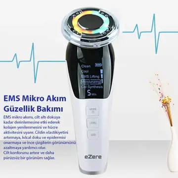 EZERE D818 Şarjlı Soğuk-Sıcak Kompresli Gerdirme Nemlendirme Kolajen Sentezli Ems Cilt Bakım Cihazı