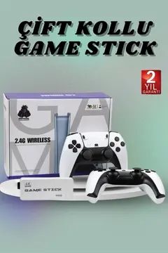 Çift Oyun Kollu 4K HD Ekran Nostaljik 20.000 Oyunlu Beyaz Game Stick