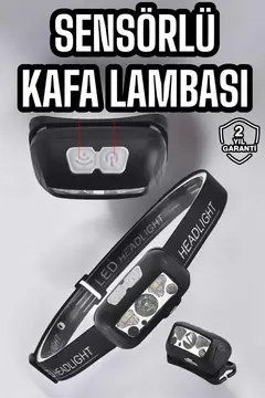 Kafa Lambası Kamp Lambası Sensörlü Şarjlı Ayarlanabilir
