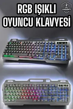 Led Işıklı Oyuncu Klavye Usb Girişli RGB Işıklı Q Klavye Mouse Hediyeli