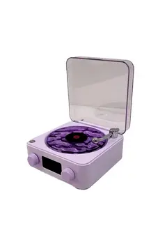 Waves Nostalji Plak Görünümlü Bluetooth Hoparlör 3d Ses Dalgası Retro Müzik Plak Mavi