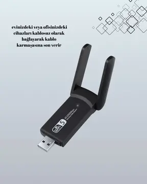 Yüksek Hızlı 1200 Mbps Çift Bant USB WiFi Adaptör – Güçlü Sinyal Geniş Uyumluluk