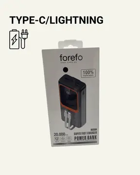 Powerbank 20000 mAh | 22.5W Hızlı Şarj Dahili Kablolu LCD Ekranlı Şarj Cihazı