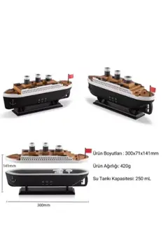 Titanic Gemi Hava Nemlendirici Işıklı Fonksiyonlu Buhar Makinesi Kumandalı