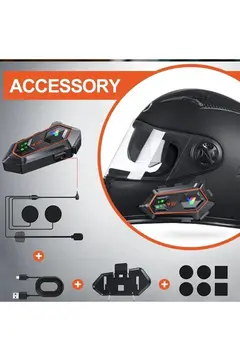Y20 2x 1000m Telsiz Mesafeli 2 Kişi Bağlantılı Bluetooth Kask Kulaklık Fenerli İntercom