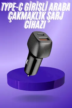 38W USB Type-C Girişli Oto Çakmaklık Araç İçi Hızlı Şarj Çakmaklık Şarj Aleti