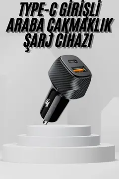 Araç İçi Şarj Cihazı 38W Güç Kapasiteli Type-C Girişli Araba Çakmaklık