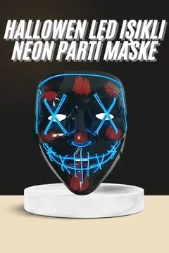 Işıklı Led Maske Parti Eğlence Maskesi Hallowen Neon Maske