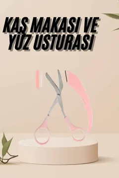 Kavisli Kaş Kirpik Düzeltici Bıyık Alma Taraklı Kaş Makası Yüz Bakım Seti Makas