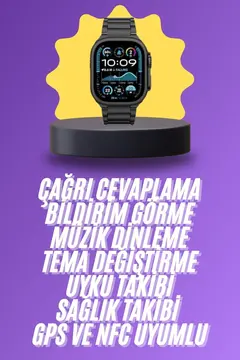 Ultra 3 Kordonlu Amoled Ekran Akıllı Saat Çok Fonksiyonlu Uyku ve Sağlık Takibi