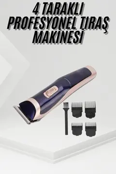 Tıraş Makinesi 4 Başlıklı Paslanmaz Çelik Bıçaklı Tüm Saç Tiplerine Uygun