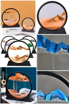7 Inç Mavi Orta Boy Dekoratif Yuvarlak Şık Kum Tablosu Modern Dekoratif Süs