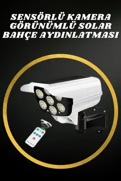 Solar Lamba Kamera Görünümlü Duvar Lambası Dönebilen Bahçe Aydınlatması