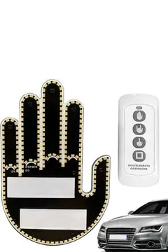 El Orta Parmak Led Kumandalı Araç İçi Reflektör Arka Cam El Simgesi