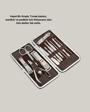 Profesyonel Tırnak Bakım Seti Çelik Aletli Şık Deri Çantalı