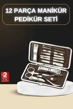 12 Parça Manikür Pedikür Seti Özel Deri Çanta El Ayak Bakımı Akne ve Sivilce Temizleme