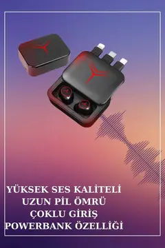Powerbank Özellikli Bluetooth Kulaklık ve Nabız Ölçer Akıllı Saat Bileklik Hediyeli