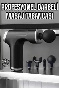 Masaj Tabancası 4 Başlıklı Kas ve Vücut Ağrıları İçin Şarjlı Darbeli