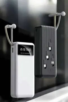 20.000 Mah Led Işıklı LCD Ekran USB Girişli Type-C Lightning Powerbank