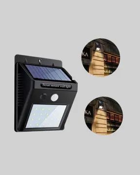 20 LED Güneş Paneli Aydınlatma – Fotoselli ve Hareket Algılamalı Dış Mekan Duvar Lambası