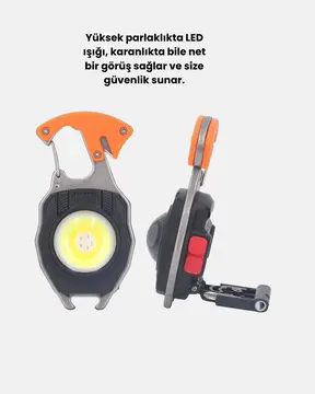 Şarj Edilebilir Çok Amaçlı Mini Fener – Güvenlik Düdüklü Kompakt ve Hafif Tasarım