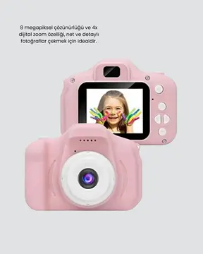 Çocuklar İçin Mini Dijital Kamera – 1080p HD 2.0 İnç Ekran Komik Filtreli ve Şarjlı