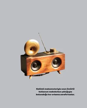 Nostaljik Gramofon Bluetooth Hoparlör – FM Radyo + USB + SD Kart Destekli