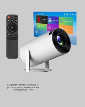Full HD 4K Destekli Akıllı Projeksiyon – 130 inç Ekran Uzun Ömürlü Ampul ve Çoklu Giriş