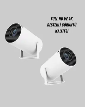 4K Destekli Full HD Projeksiyon Cihazı – 130 inç Geniş Ekran WiFi ve HDMI Bağlantılı