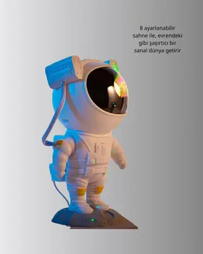 Astronot Şekilli Galaxy Projeksiyon Lambası Nebula Efektli Dekoratif Lamba
