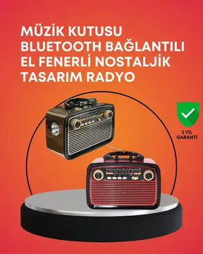 Nostaljik Radyo Görünümlü Bluetooth Hoparlör – FM/AM Yayın Kablosuz Bağlantı Şarj Edilebilir
