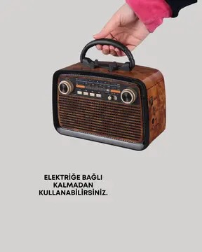 Nostaljik Radyo Görünümlü Bluetooth Hoparlör – FM/AM Yayın Kablosuz Bağlantı Şarj Edilebilir