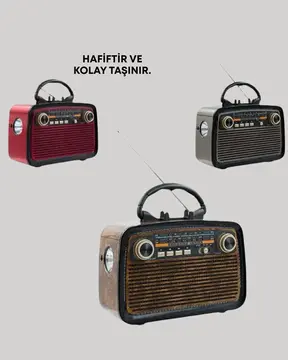 Nostaljik Radyo Görünümlü Bluetooth Hoparlör – FM/AM Yayın Kablosuz Bağlantı Şarj Edilebilir