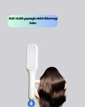 Kendini Temizleyen Ergonomik Saç Tarağı – ABS Gövde Silikon Diş