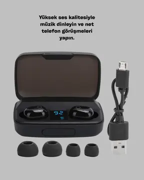 10 Metre Çekim Mesafeli Hafif Tasarımlı Bluetooth Kulaklık ve Şarj Kutusu Seti