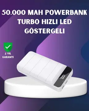 50000mAh Yüksek Kapasiteli Powerbank Hızlı Şarj ve LED Ekranlı