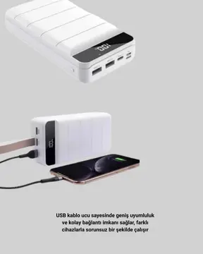 Çoklu Cihaz Uyumlu LED Ekranlı 50000 mAh Powerbank