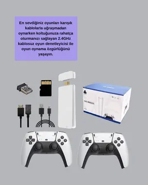 2 Kollu Kablosuz 4K TV Uyumlu Klasik Oyun Konsolu