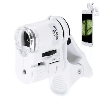 60x Mini Cep Telefonu Için Mandallı Mikroskop Uv Ledli Büyüteç Model