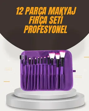 Fondöten Allık ve Far Uygulamalarına Uygun 12 Parça Makyaj Fırça Takımı Ergonomik Saplı